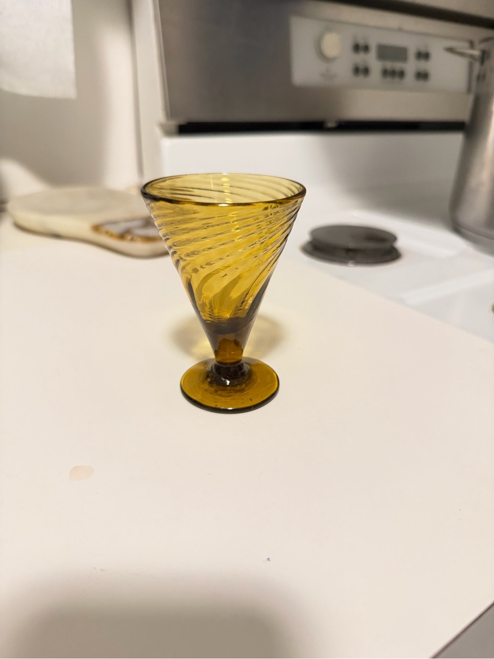 Amber Spiral Glass Goblet - Home Art Decorative Glassware (set of 6)